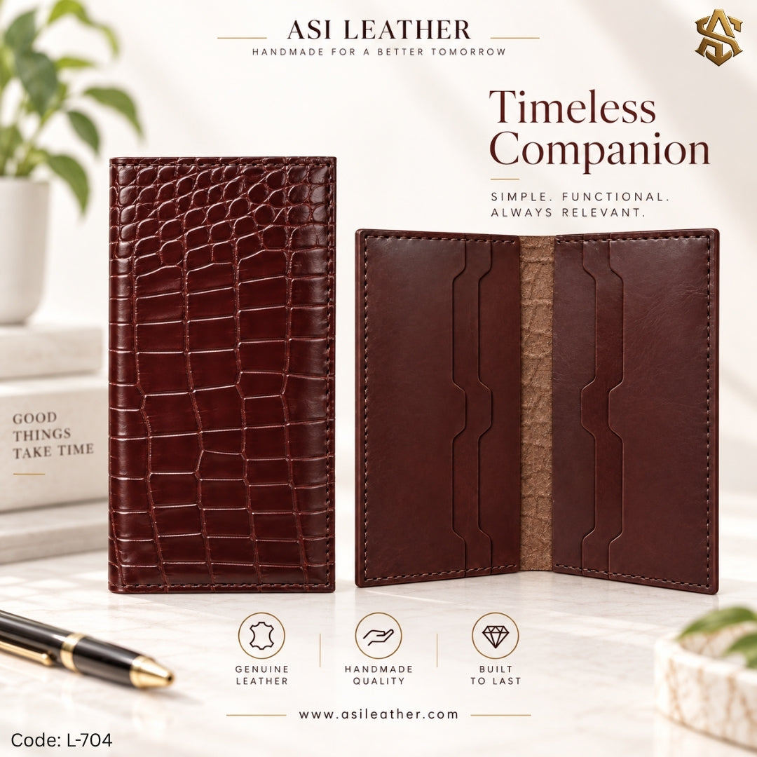 Crocodile Textured Genuine Leather Long Wallet L:704