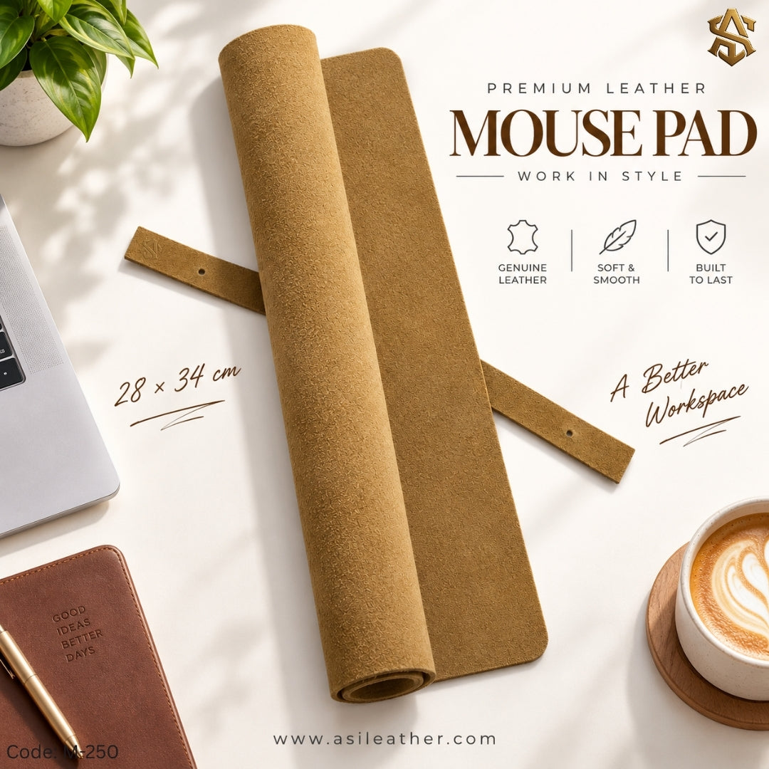 Brown Grainy Leather Mouse Pad M:250