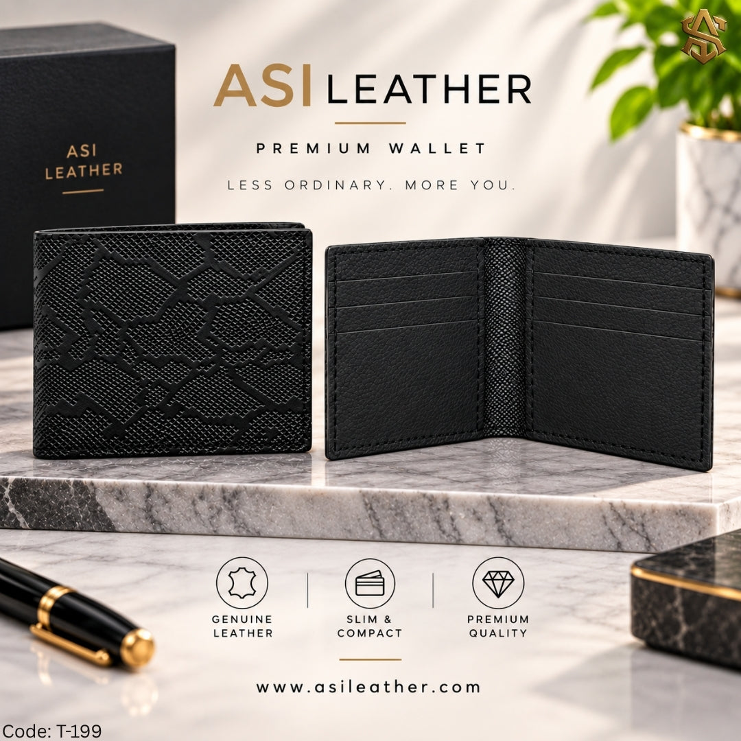 Python Textured Genuine Leather Bi-Fold Wallet T:199