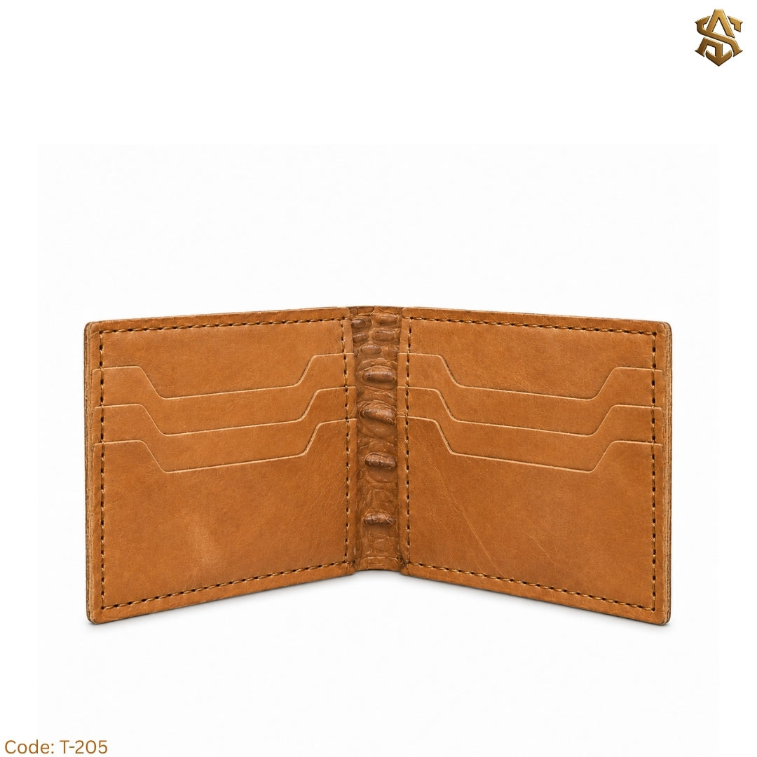 Crocodile Textured Genuine Leather Bi-Fold Wallet T:205