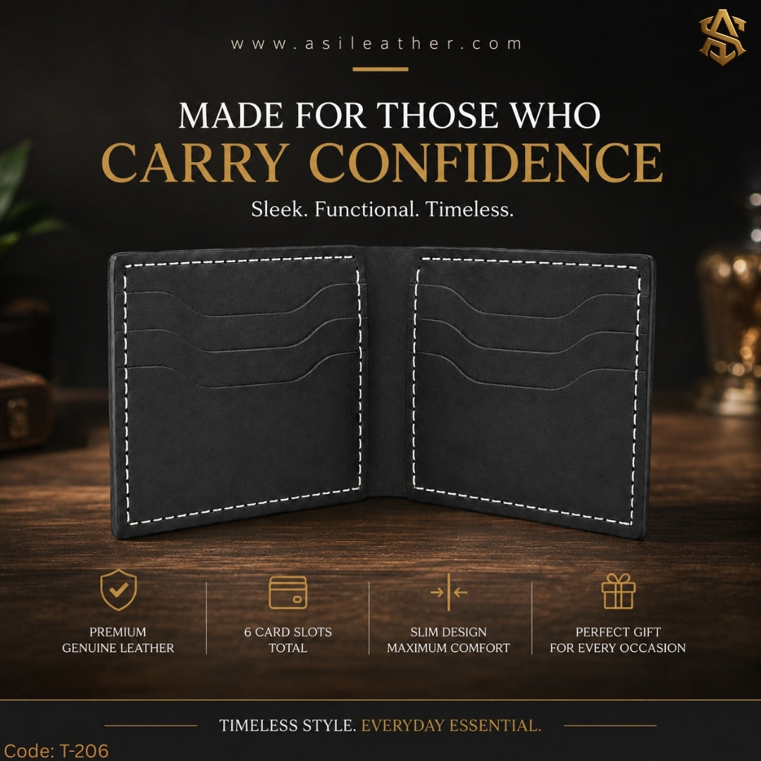 Soft Premium Genuine Leather Bi-Fold Wallet T:206