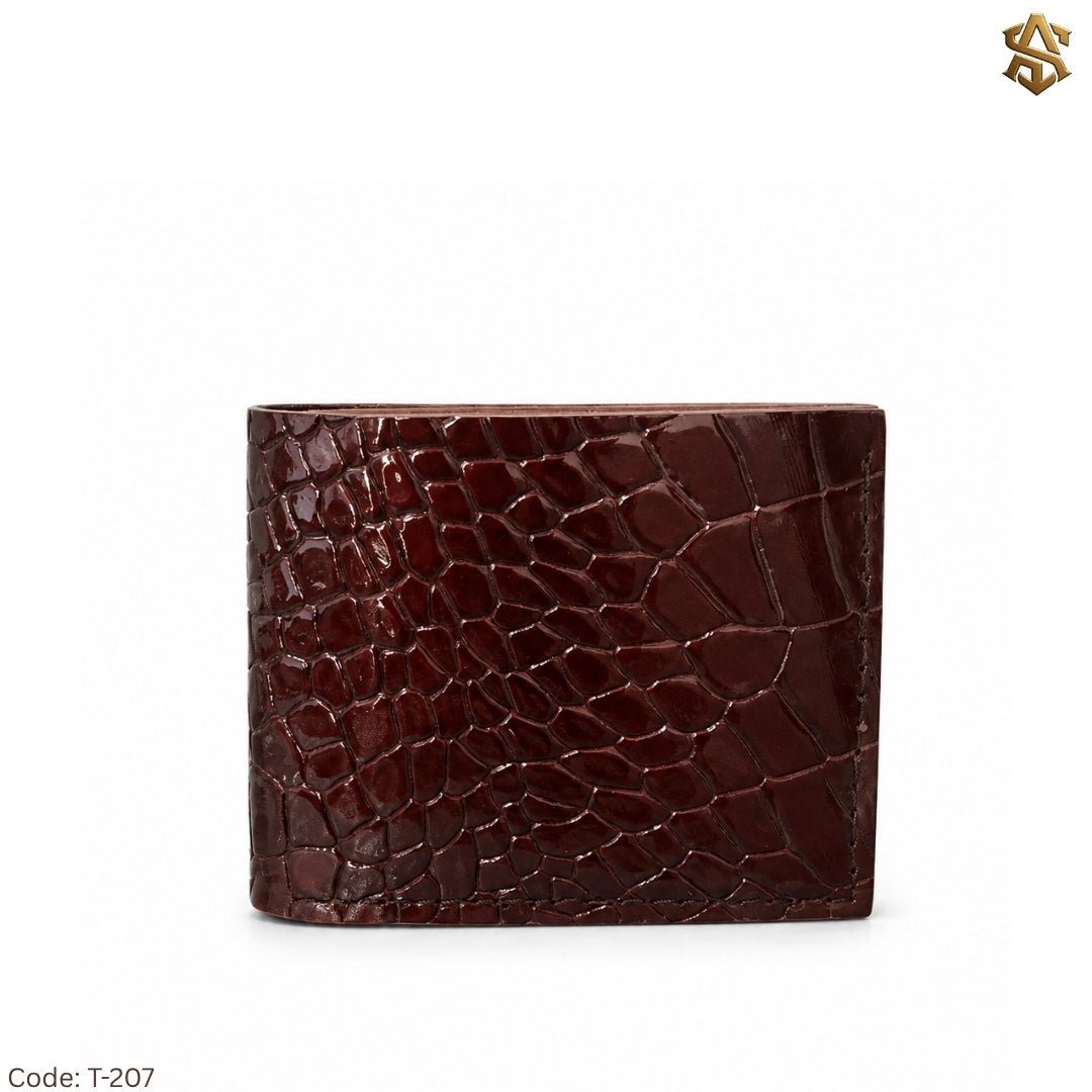 Crocodile Textured Genuine Leather Bi-Fold Wallet T:207