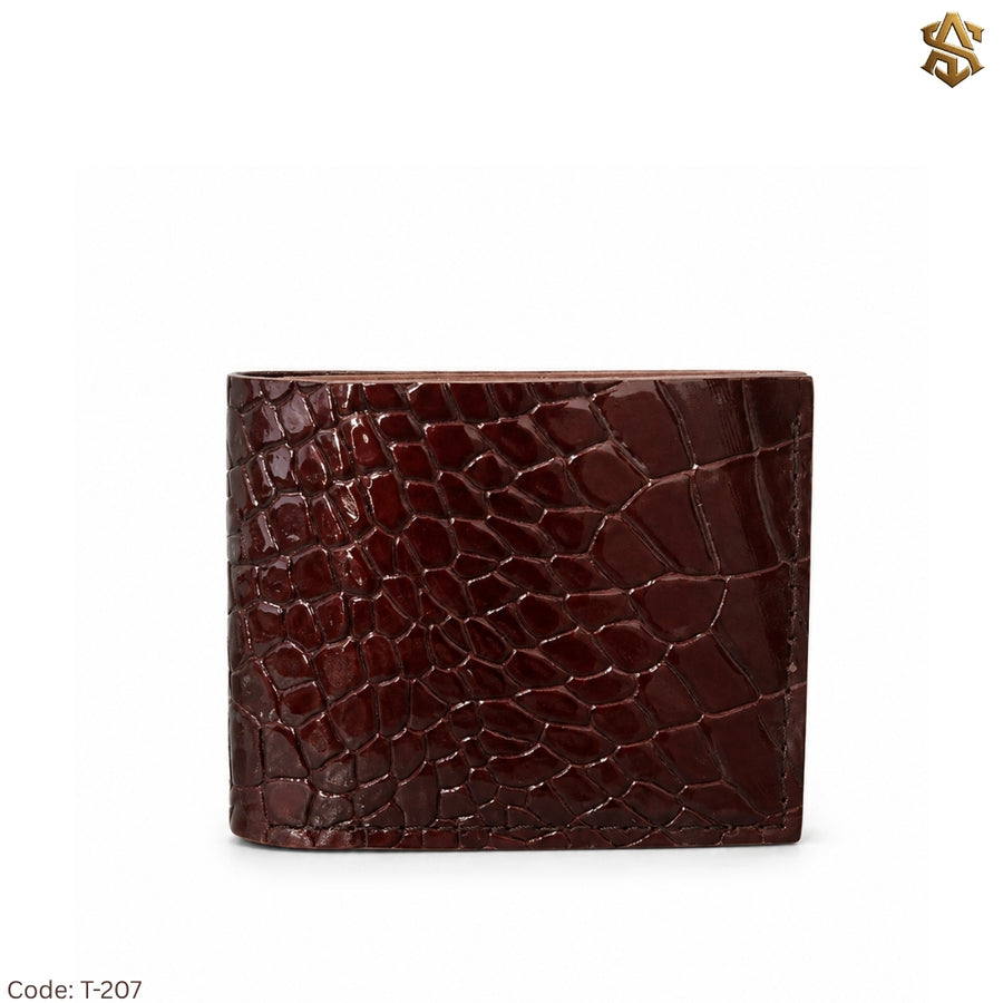 Crocodile Textured Genuine Leather Bi-Fold Wallet T:207