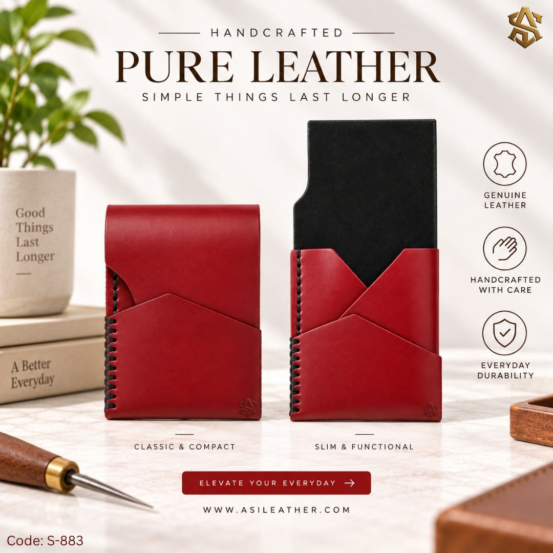 Genuine Leather Smart Wallet Red S:883