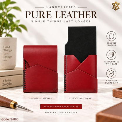 Genuine Leather Smart Wallet Red S:883