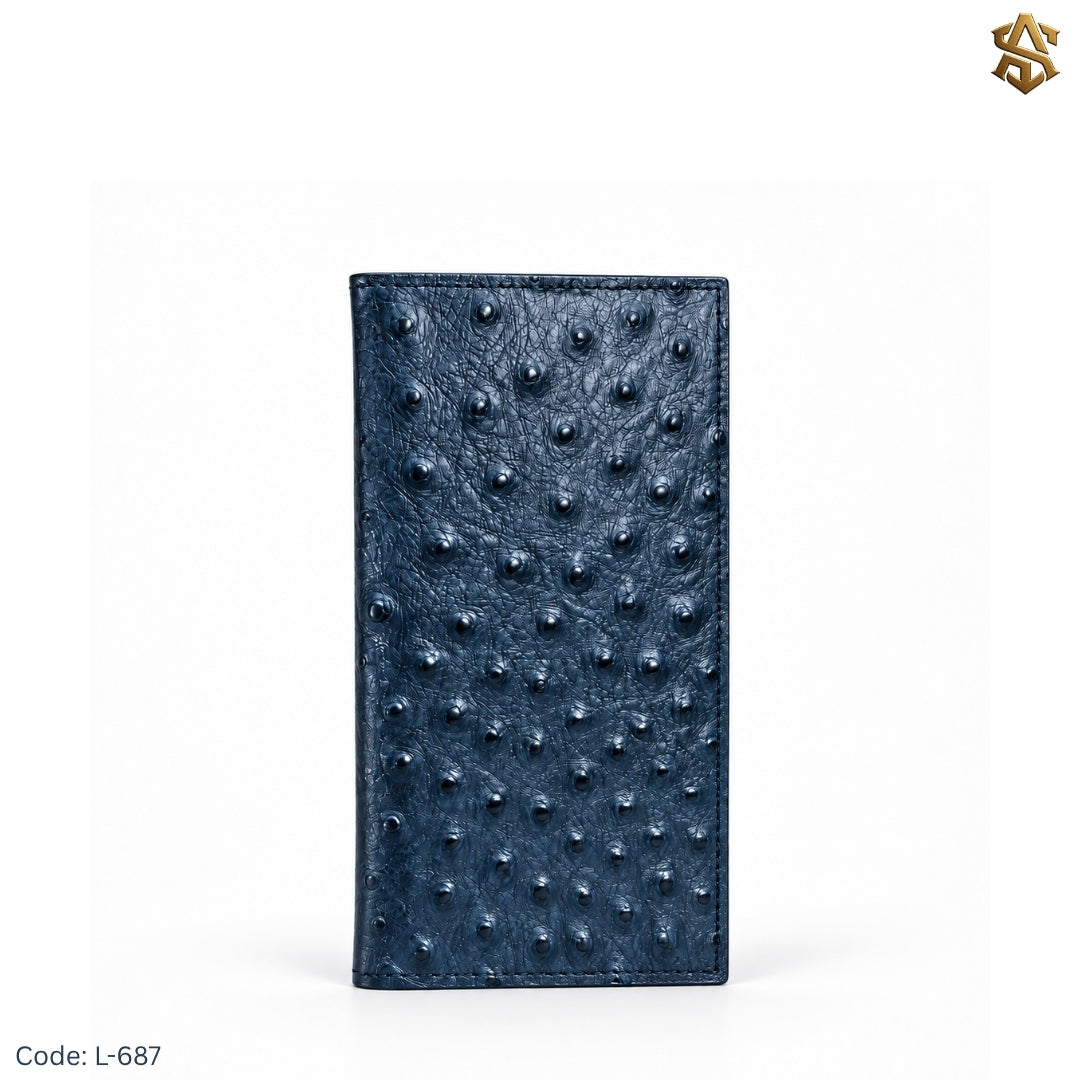 Ostrich Textured Genuine Leather Long Wallet L:687