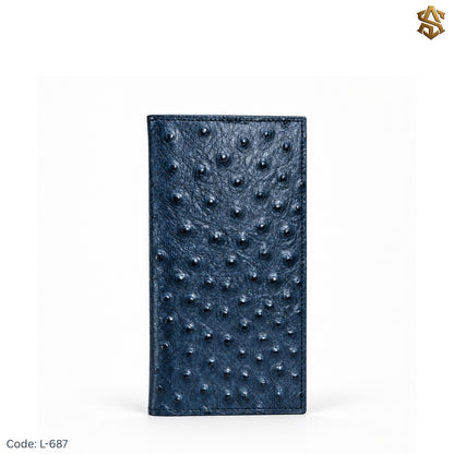Ostrich Textured Genuine Leather Long Wallet L:687