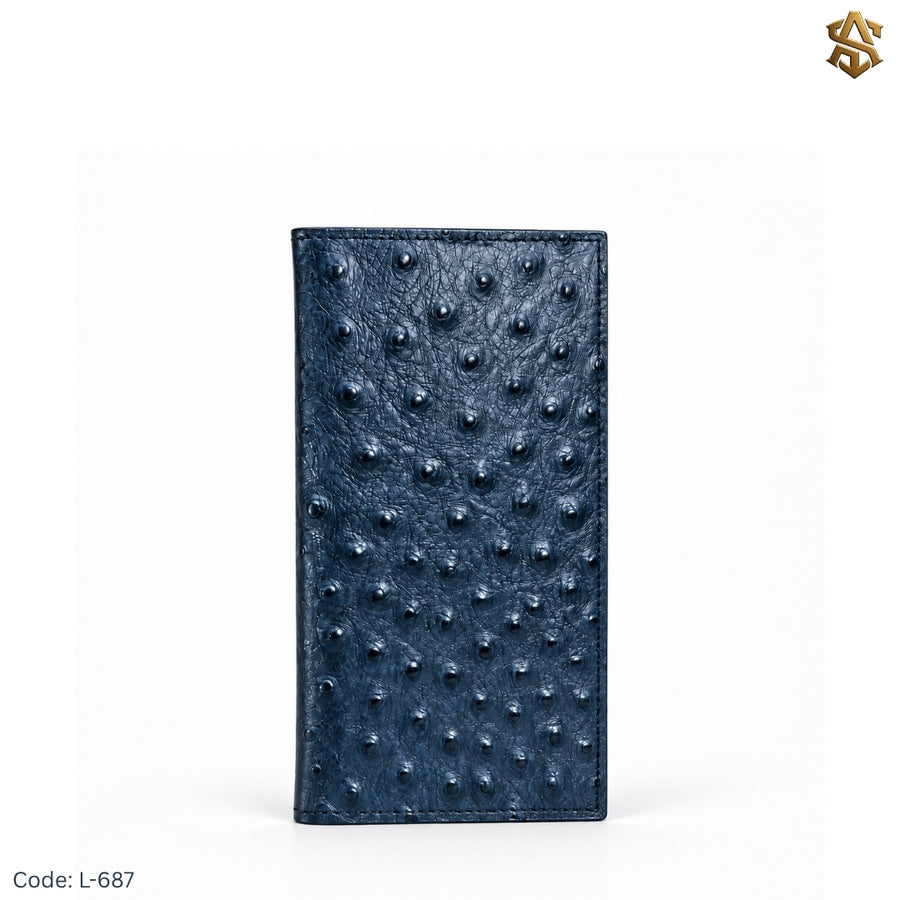 Ostrich Textured Genuine Leather Long Wallet L:687