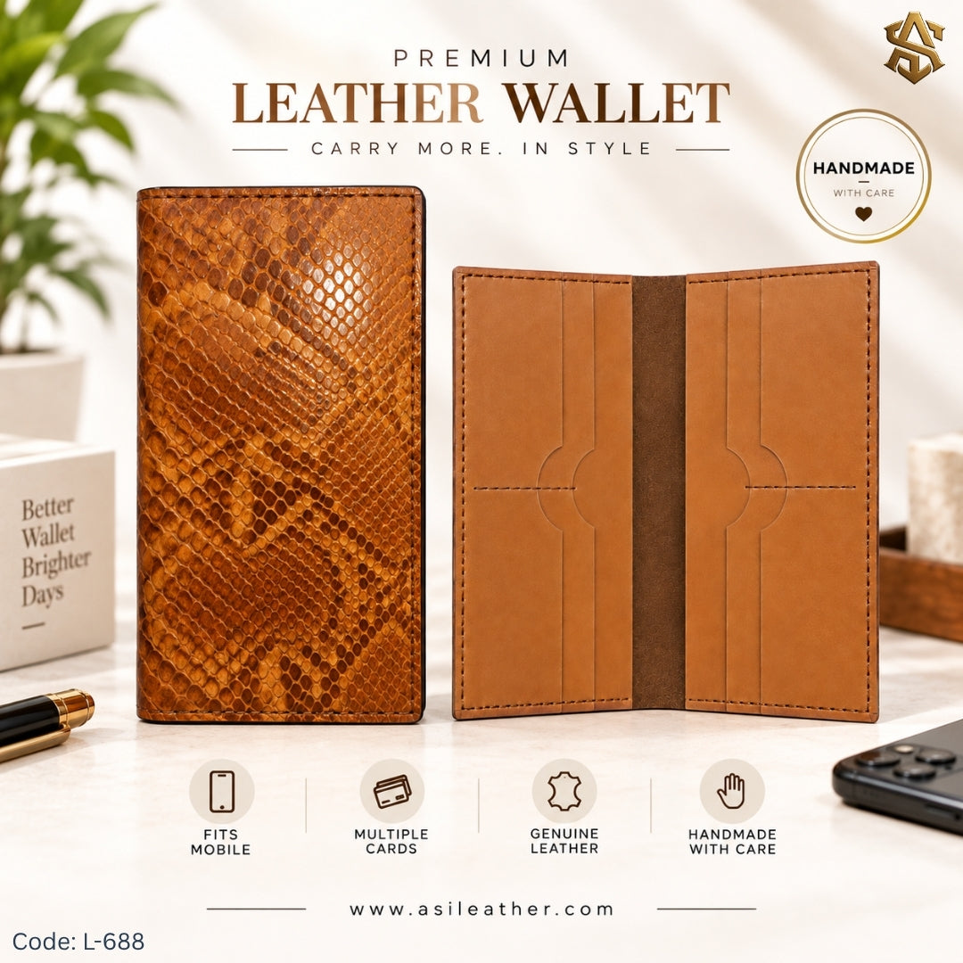 Python Textured Genuine Leather Long Wallet L:688