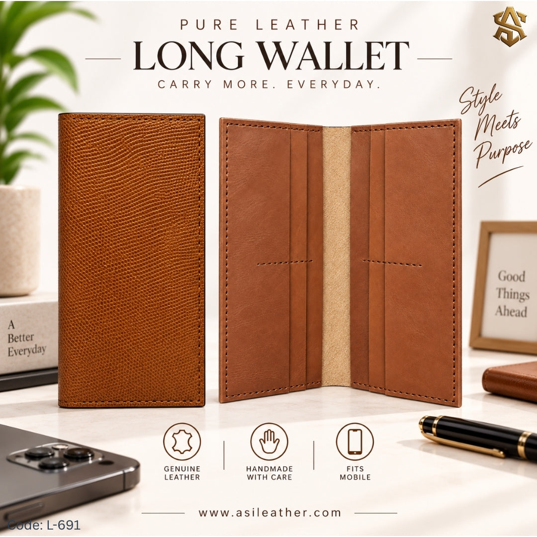 Snake Textured Genuine Leather Long Wallet L:691