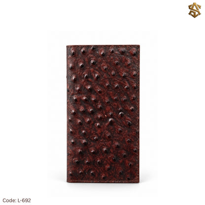 Ostrich Textured Genuine Leather Long Wallet L:692