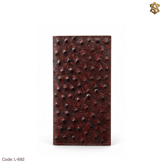 Ostrich Textured Genuine Leather Long Wallet L:692