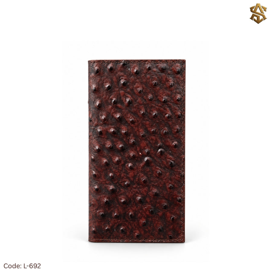 Ostrich Textured Genuine Leather Long Wallet L:692