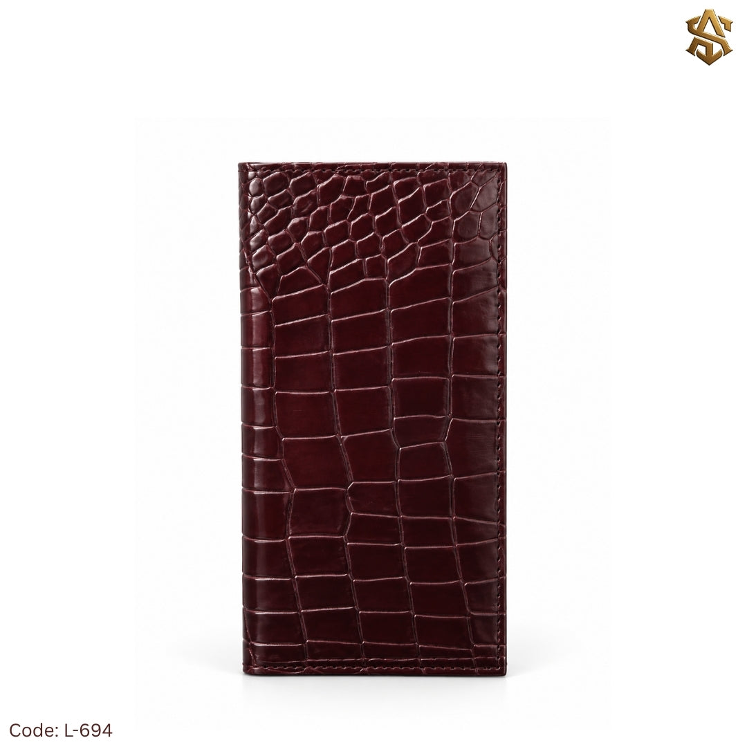 Crocodile Textured Genuine Leather Long Wallet L:694