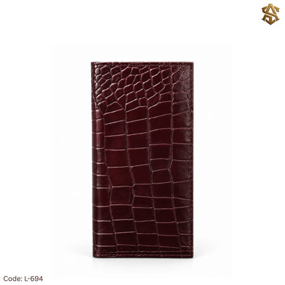 Crocodile Textured Genuine Leather Long Wallet L:694