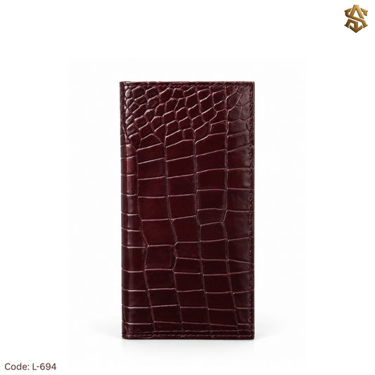 Crocodile Textured Genuine Leather Long Wallet L:694