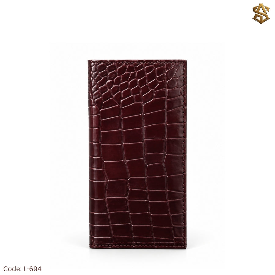 Crocodile Textured Genuine Leather Long Wallet L:694
