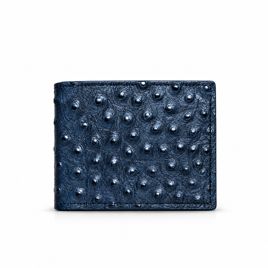 Ostrich Textured Genuine Leather Bi-Fold Wallet T:200