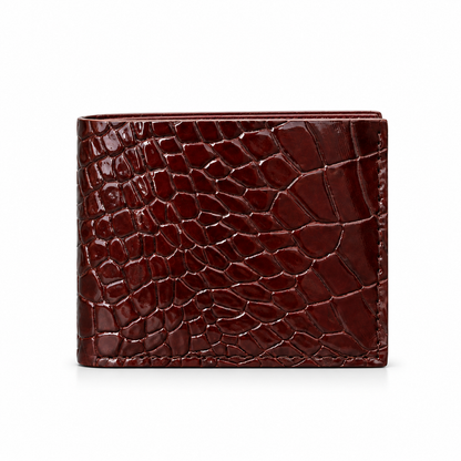 Crocodile Textured Genuine Leather Bi-Fold Wallet T:207A