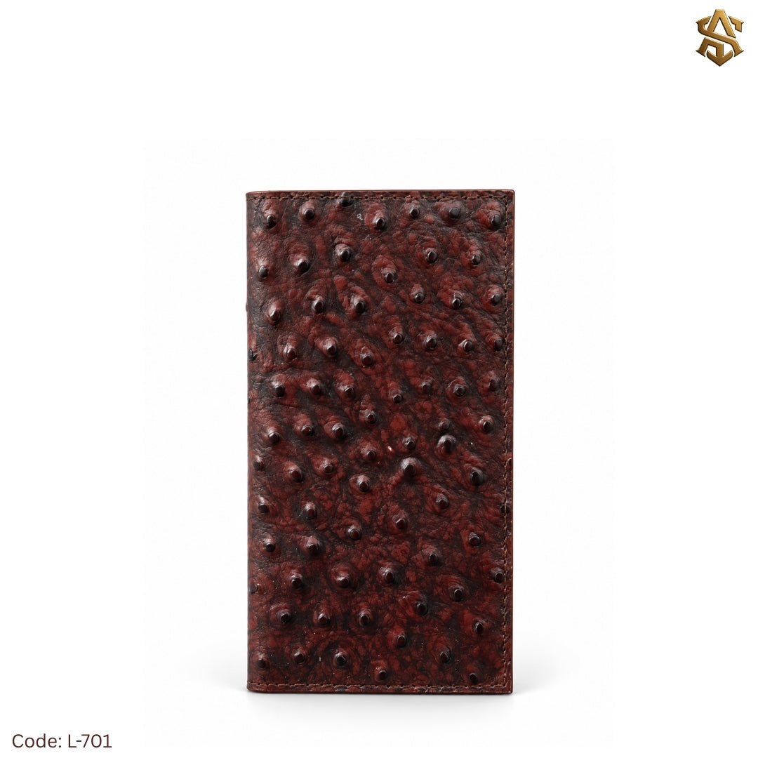 Ostrich Textured Genuine Leather Long Wallet L:701