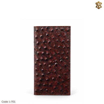 Ostrich Textured Genuine Leather Long Wallet L:701