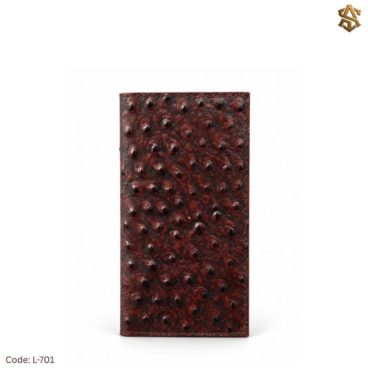 Ostrich Textured Genuine Leather Long Wallet L:701