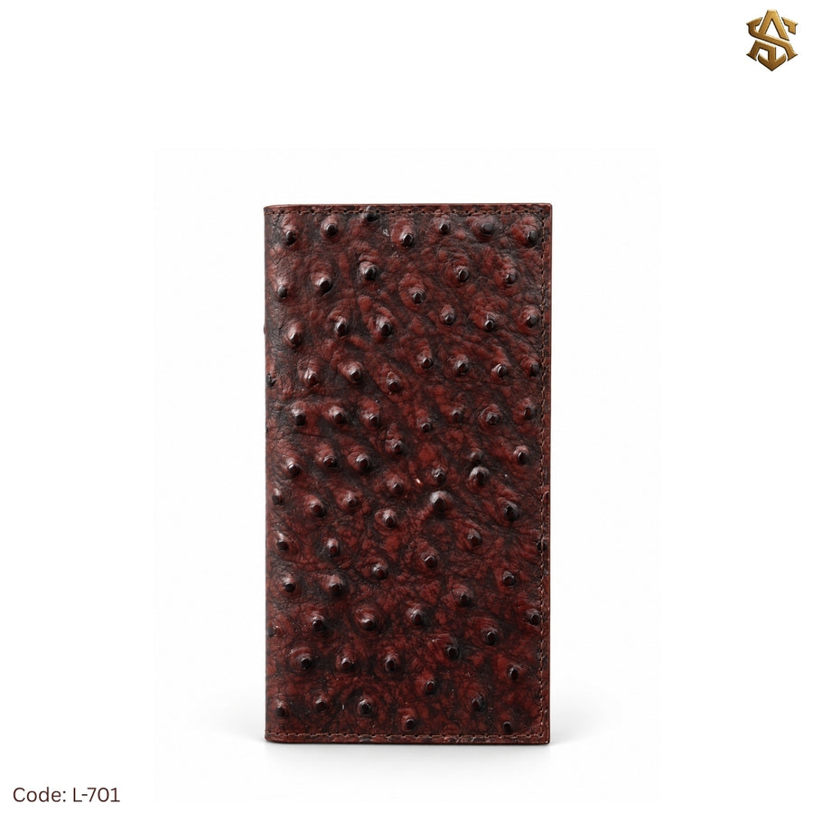 Ostrich Textured Genuine Leather Long Wallet L:701
