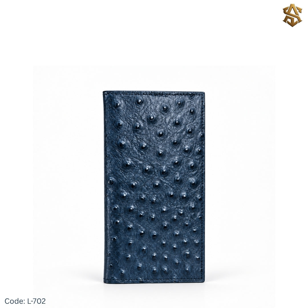 Ostrich Textured Genuine Leather Long Wallet L:702