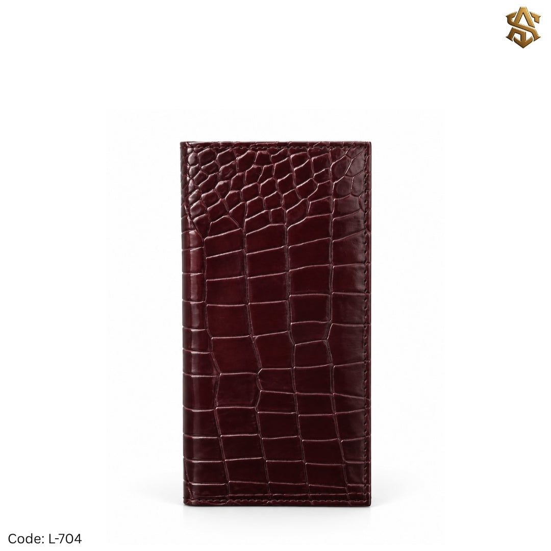 Crocodile Textured Genuine Leather Long Wallet L:704
