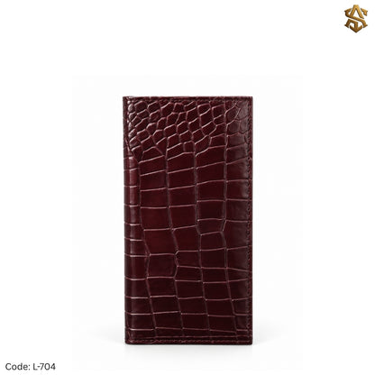 Crocodile Textured Genuine Leather Long Wallet L:704