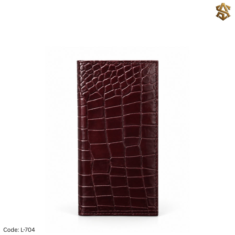 Crocodile Textured Genuine Leather Long Wallet L:704