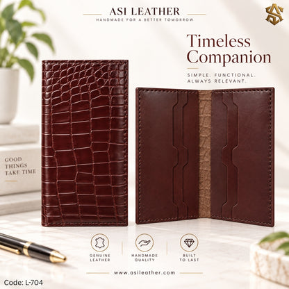 Crocodile Textured Genuine Leather Long Wallet L:704