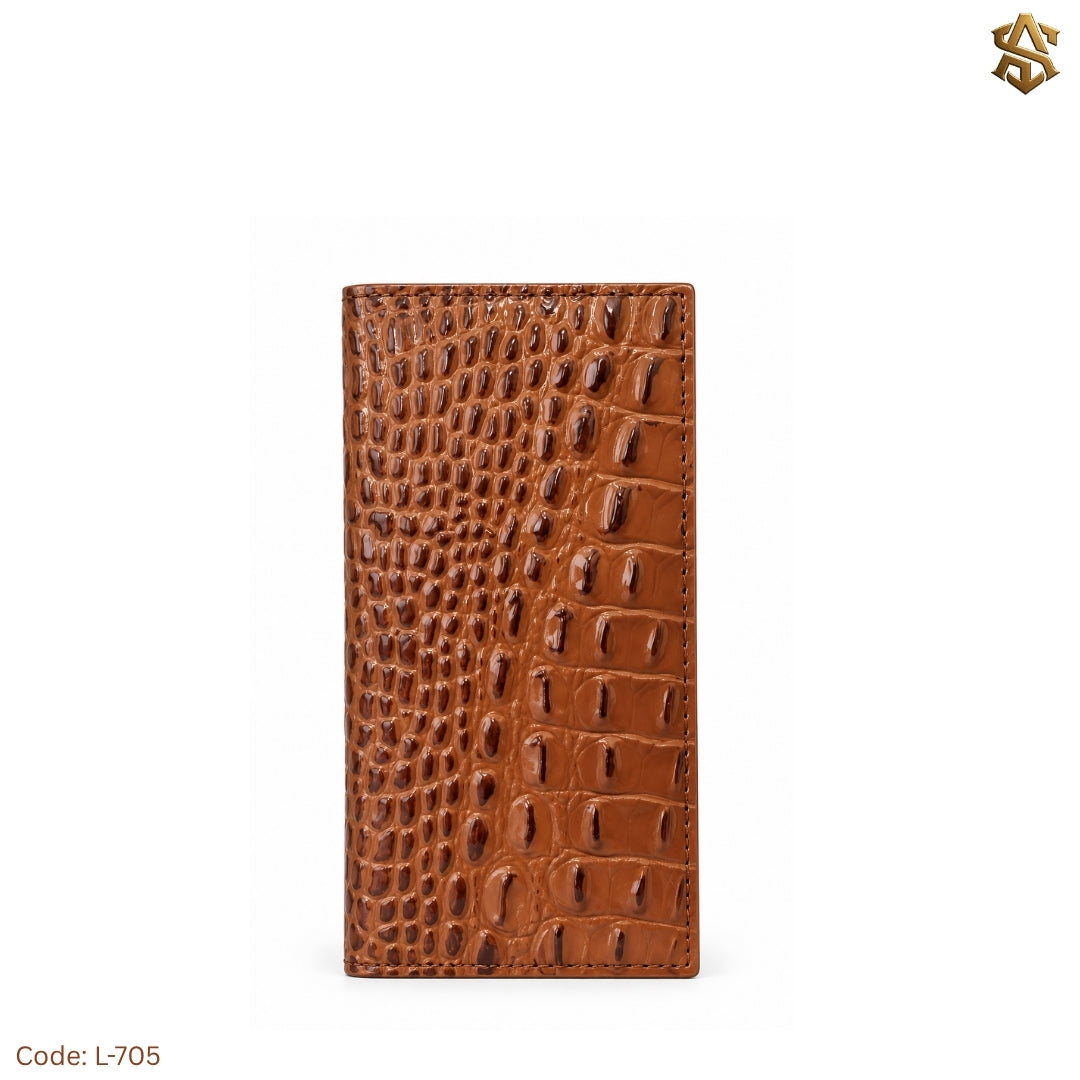 Crocodile Textured Genuine Leather Long Wallet L:705