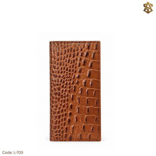 Crocodile Textured Genuine Leather Long Wallet L:705