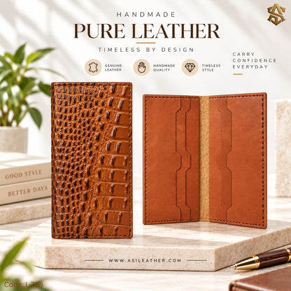 Crocodile Textured Genuine Leather Long Wallet L:705