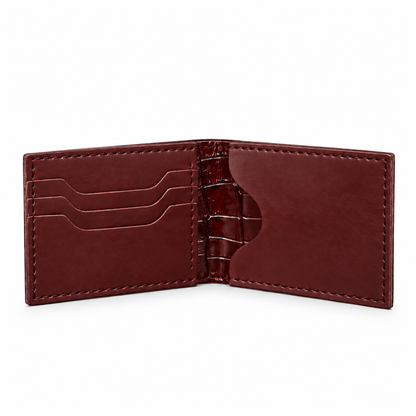 Crocodile Textured Genuine Leather Bi-Fold Wallet T:207A