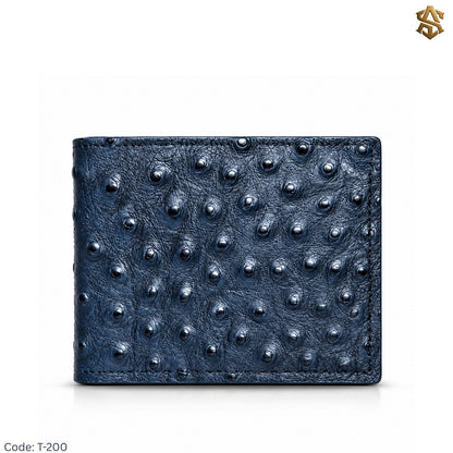 Ostrich Textured Genuine Leather Bi-Fold Wallet T:200A