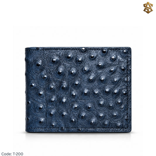 Ostrich Textured Genuine Leather Bi-Fold Wallet T:200A