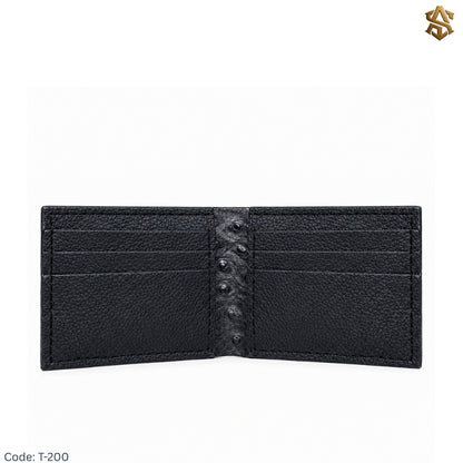 Ostrich Textured Genuine Leather Bi-Fold Wallet T:200