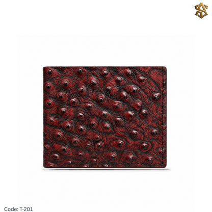 Ostrich Textured Genuine Leather Bi-Fold Wallet T:201A