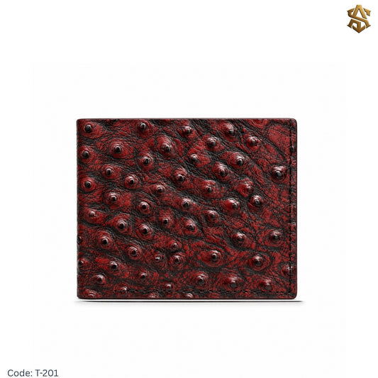 Ostrich Textured Genuine Leather Bi-Fold Wallet T:201A