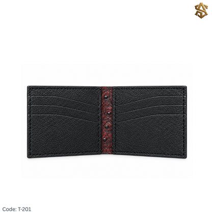 Ostrich Textured Genuine Leather Bi-Fold Wallet T:201