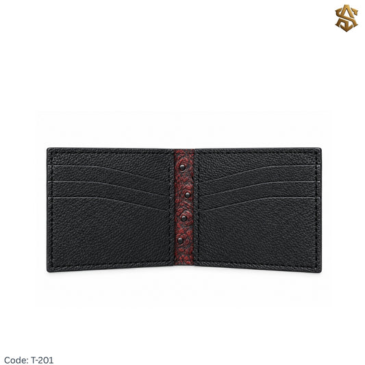Ostrich Textured Genuine Leather Bi-Fold Wallet T:201