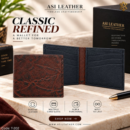 Python Textured Genuine Leather Bi-Fold Wallet T:202
