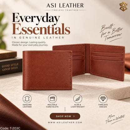 Crazy Horse Pullup Genuine Leather Bi-Fold Wallet T:203C