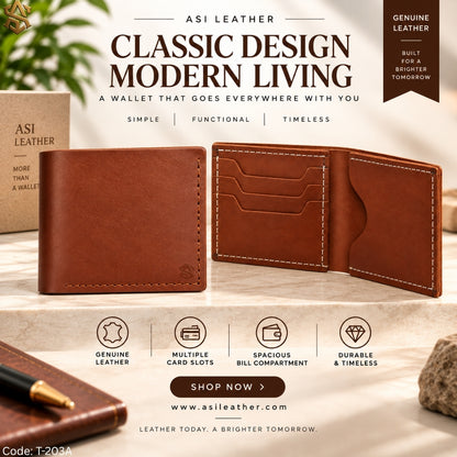 Crazy Horse Pullup Genuine Leather Bi-Fold Wallet T:203A