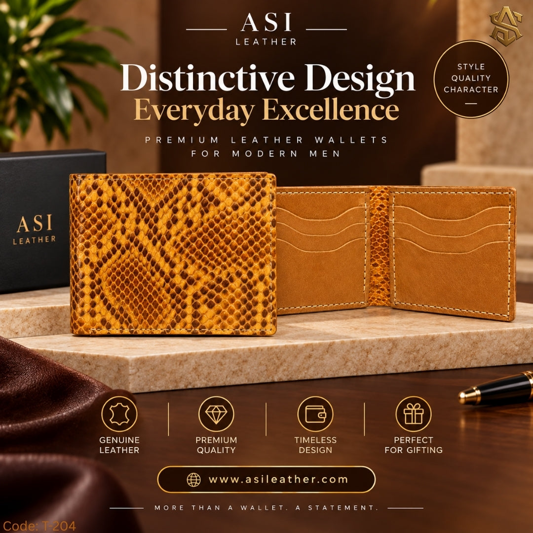 Python Textured Genuine Leather Bi-Fold Wallet T:204