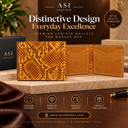 Python Textured Genuine Leather Bi-Fold Wallet T:204