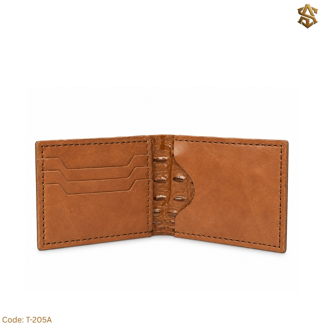 Crocodile Textured Genuine Leather Bi-Fold Wallet T:205A