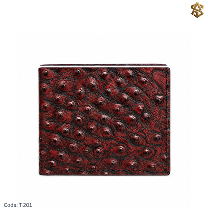 Ostrich Textured Genuine Leather Bi-Fold Wallet T:201